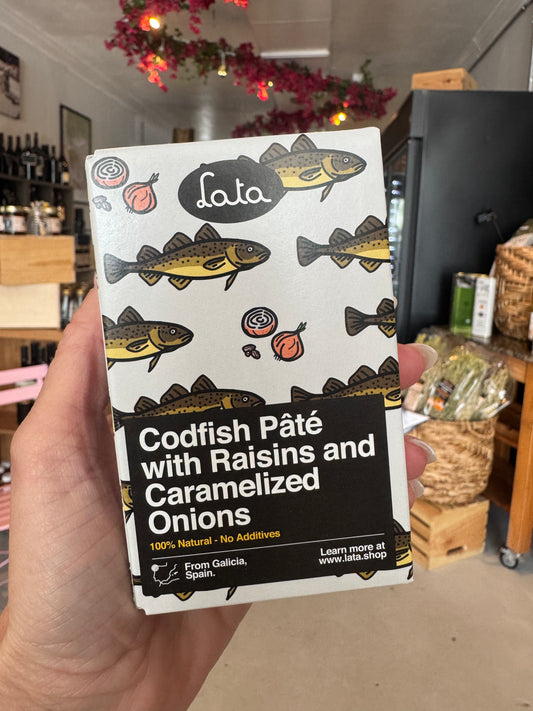 Lata Codfish Pâté with Raisins and Caramelized Onions